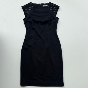 Calvin Klein Black Beaded Sheath Dress